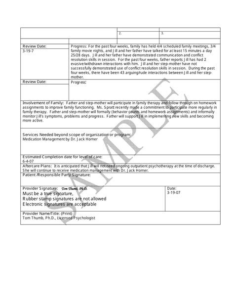 Sample Treatment Plan Update Download Printable Pdf Templateroller