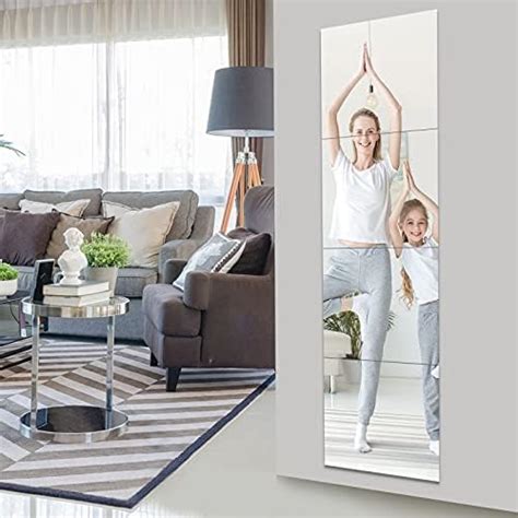 EVENLIVEFull Length Mirror Tiles 35cm35cm4Pcs Glass Frameless Wall