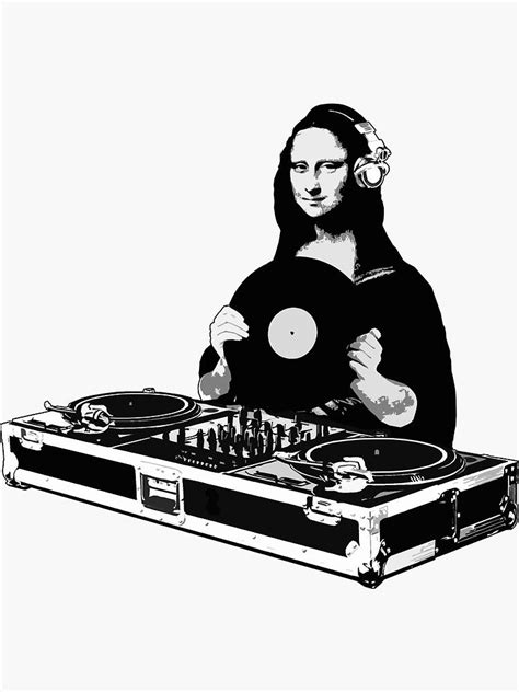 Dj Mona Lisa Sticker By Robotface Redbubble Mona Lisa Bd Pop Art