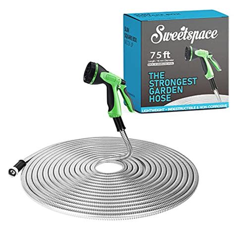 Sweetspace Metal Garden Hose 75ft 304 Stainless Steel With 10 Pattern