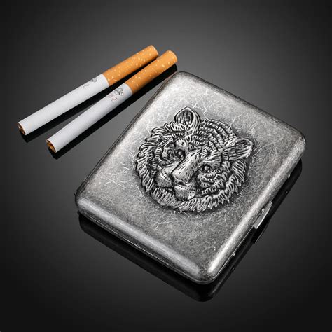 Silber Zigarettenetui Herren Metall Mit Geschenk Box Retro