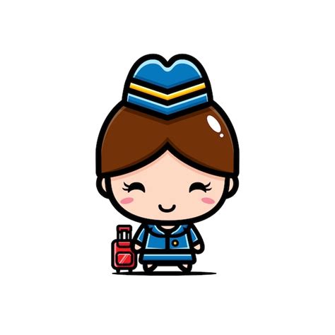 Premium Vector Cute Stewardess Character Design