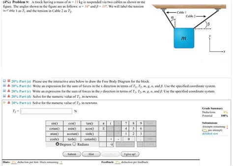 Solved 4 Problem 9 A Block Having A Mass Of M 13 Kg Is Chegg