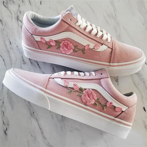 Pinkpink Rosebuds Custom Vans Old Skool Sneakers Etsy