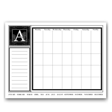 Ready2hangart Monogram Dry Erase Monthly Calendar On Artplexi 20 X