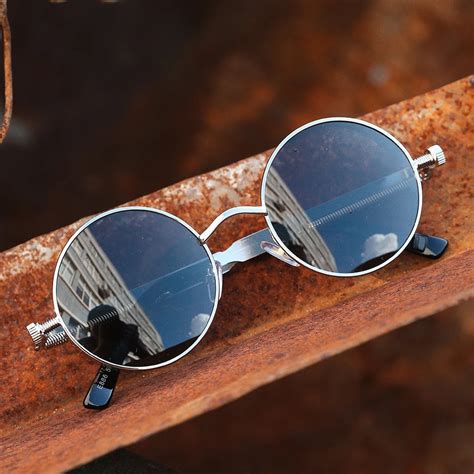 Gafas De Sol Polarizadas De Metal GY Redondas Steampunk Para Hombre