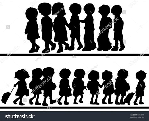 Children Walking Vector Silhouette Stock Vector (Royalty Free) 5891374 ...