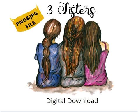 3 Sisters Clip Art L Bestfriends Clip Art L Three Girls - Etsy Canada