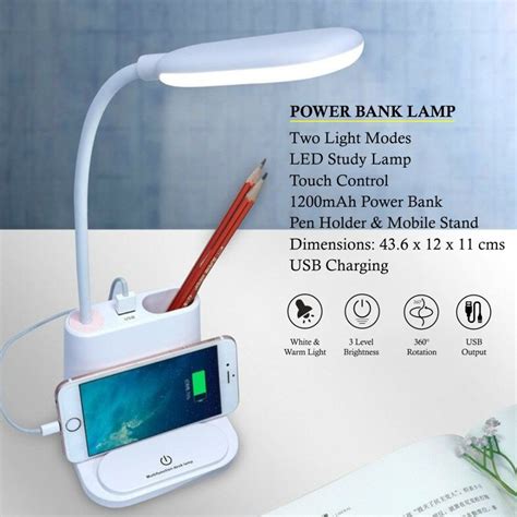 Power Bank Lamp With Mobile Holder And Pen Holder Multi Function Desk