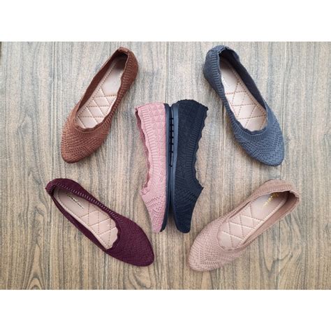 Jual Sepatu Balet Wanita Rajut Import Flatshoes Terbaru Berkualitas