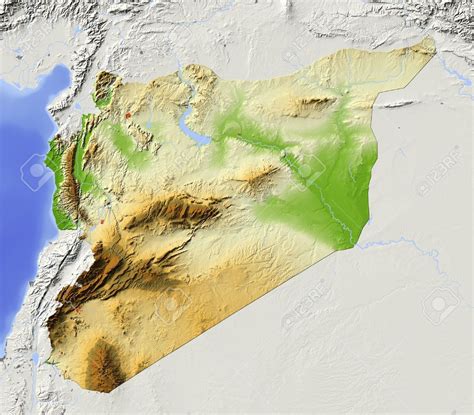 Syria. Shaded Relief Map With Major Urban Areas. Surrounding.. Stock ...