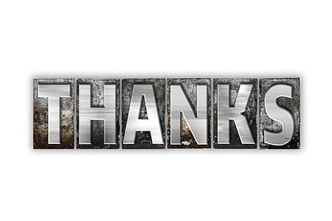 Thanks Concept Isolated Metal Letterpress Type Background Isolated On