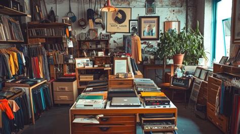 Premium AI Image | Vintage Record Shop Interior with Various Items