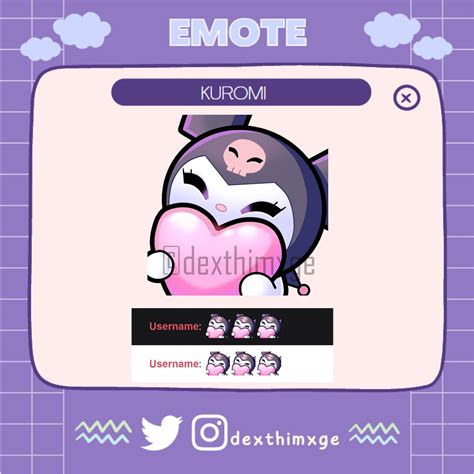 Kurómi Heart Emote Twitch Discord Emote Cute Aesthetic Kawaii Etsy