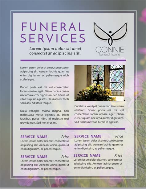 Memorial Service Flyer Template Free Picture Images