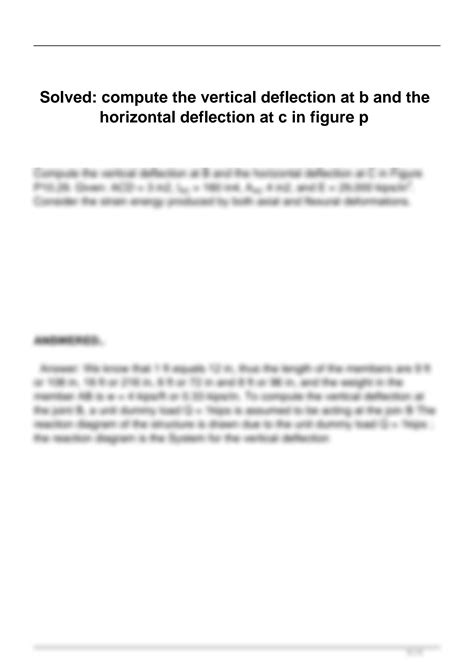 Solution Solved Compute The Vertical Deflection At B And The Horizontal Deflection At C In