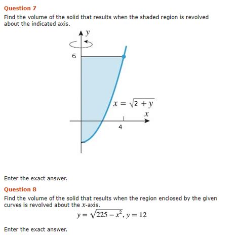 Solved Question Find The Volume Of The Solid That Results Chegg