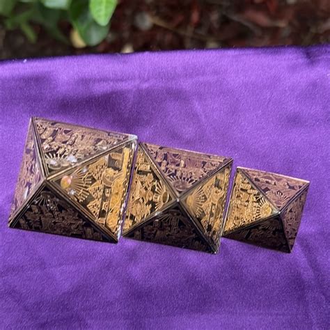 Vintage Accents Vintage 3 Small Egyptian Etched Brass Pyramids