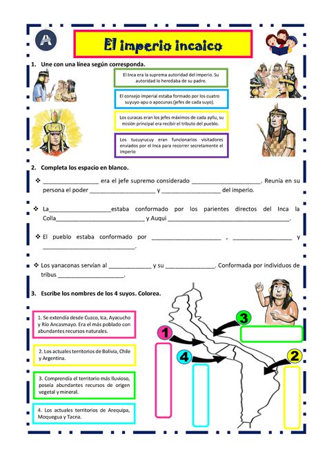 Ficha El Imperio Incaico Une Con Una L Nea Seg N Corresponda