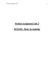 Written Assignment Unit 2 Bsc Acct Doc Written Assignment Unit 2