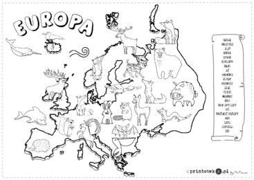 Zwierzęta Europy Printoteka pl Geography for kids Montessori