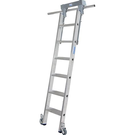 Step shelf ladder – KRAUSE: with wheels on top for round tubing rail system | kaiserkraft