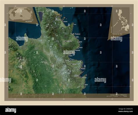 Surigao Del Sur Province Of Philippines High Resolution Satellite Map Locations And Names Of