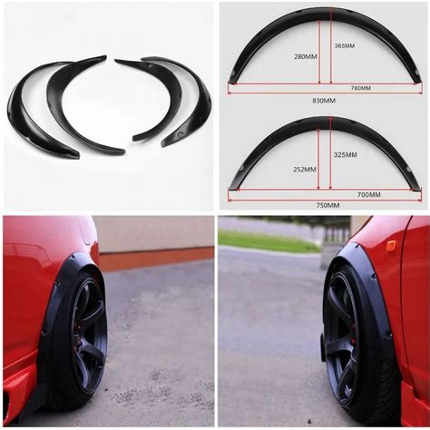 4x Black Universal Fender Flares Flexible Durable Polyurethane Body Kit