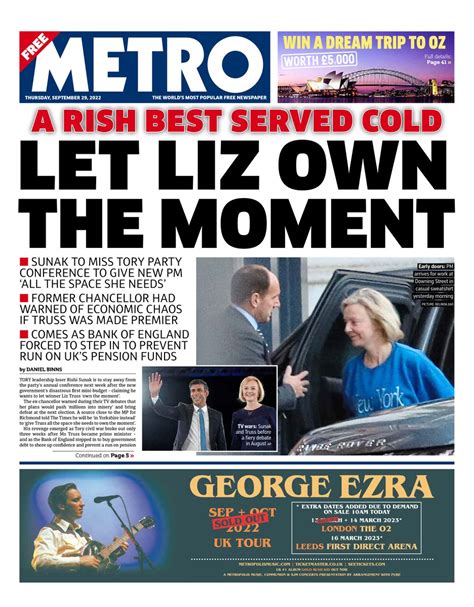 Metro Front Page 29th Of September 2022 Tomorrow S Papers Today