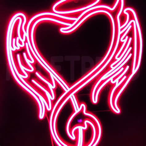 Letrero Luminoso Neon Led Angel Wings Diablita Bar Karaoke