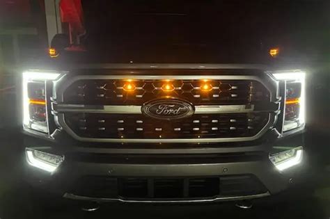 2021 F150 With Platinum And King Ranch Grille Custom Auto Works Raptor Style Led Amber Grille