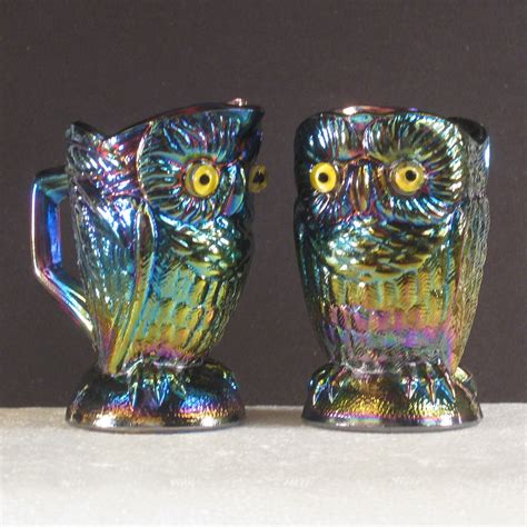 Summit Amethyst Owl Carnival Glass Cream & Sugar Set – Carnival Glass