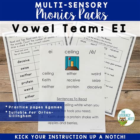 Ei Vowel Digraph Multisensory Phonics Pack Orton Gillingham Resources