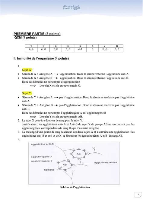 Bac Sc Exp Rimentales Sciences Svt Devoir De R Vision Corrig Bac Svt