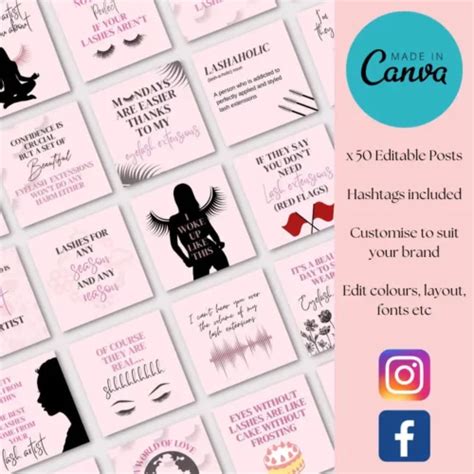 50 Canva Lash Quote Instagram Post Templates