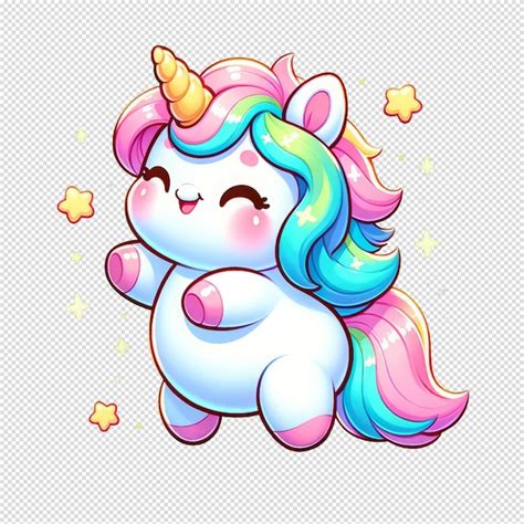 Premium Psd Cute Colorful Unicorns With Stars Illustration