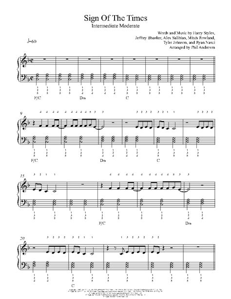 Sign Of The Times by Harry Styles Piano Sheet Music | Intermediate Level