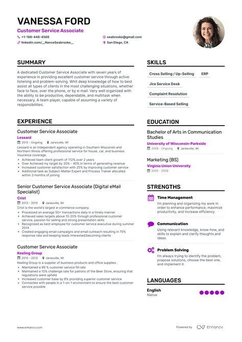 Customer Service Associate Resume Examples And Guide For 2023 Layout Skills Keywords And Job