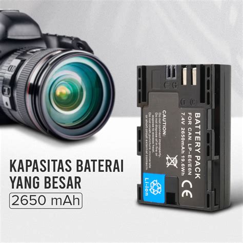 Baterai Kamera Canon EOS 5D LP E6 E6N 2650mAh Replika 1 1 Black