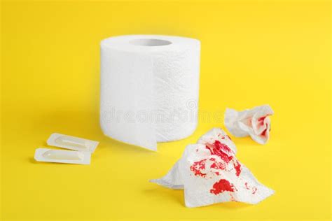 Sheets of Toilet Paper with Blood on Red. Hemorrhoid Problems Stock Image - Image of medicine ...