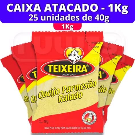 Queijo Ralado Parmesão Teixeira 40g Kit Atacado 25 Unidades