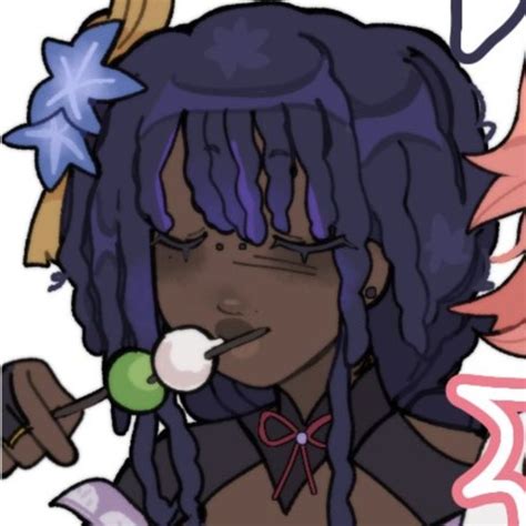 A Drawing Of A Woman With Purple Dreadlocks And An Apple In Her Mouth