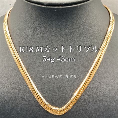 K18 Mカット トリプル 34g 45cm 喜平 ネックレス K18 Mcut Triple Necklace 34g 45cm 品番