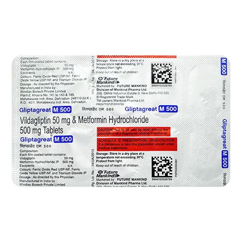 Buy Gliptagreat M 500mg Tablet 10s Online At Upto 25 Off Netmeds