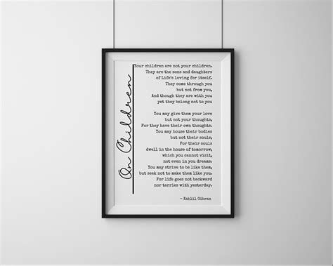 On Children Kahlil Gibran Printable Wall Art Quote Etsy