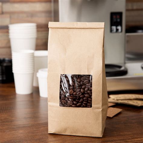 Lb Brown Kraft Customizable Tin Tie Coffee Bag With Window Case