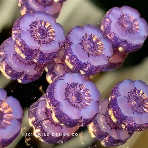 Large Flower Beads Czech Glass Beads Hibiscus Beads Etsy