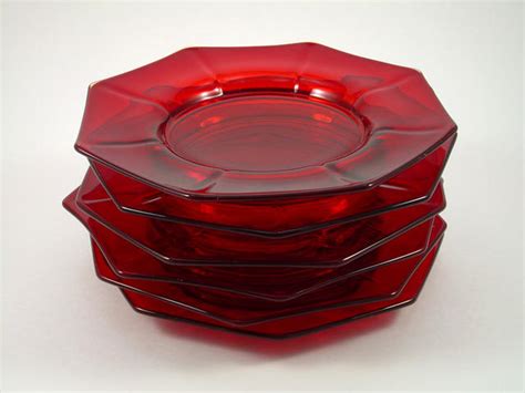 Set Of Imperial Molly Ruby Red Salad Plates