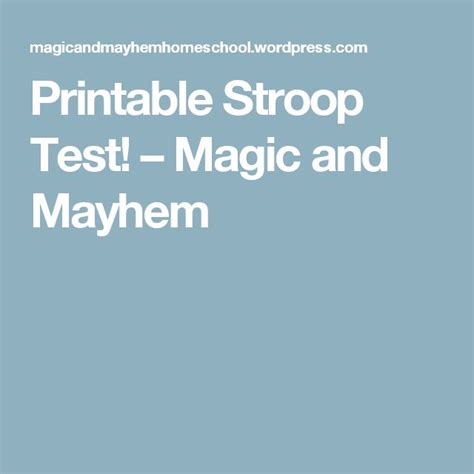 The Text Printable Stroop Test Magic And Mayhem On A Blue Background