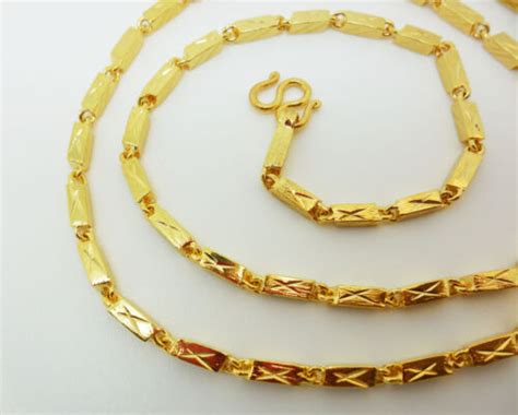 3 Mm Chain Necklace 22K 24K Thai Baht Yellow Gold GP 24 Inch 24 G